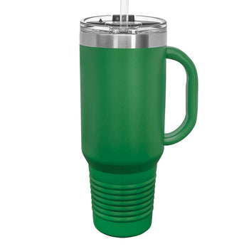 Custom 40 oz. Stainless Steel Travel Tumbler w/ Handle & Straw