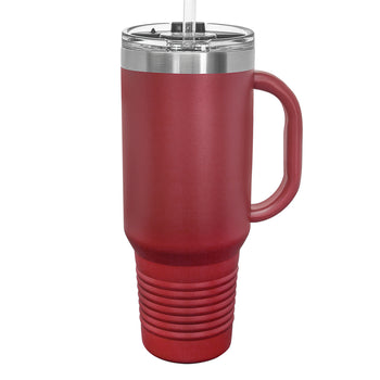 Custom 40 oz. Stainless Steel Travel Tumbler w/ Handle & Straw