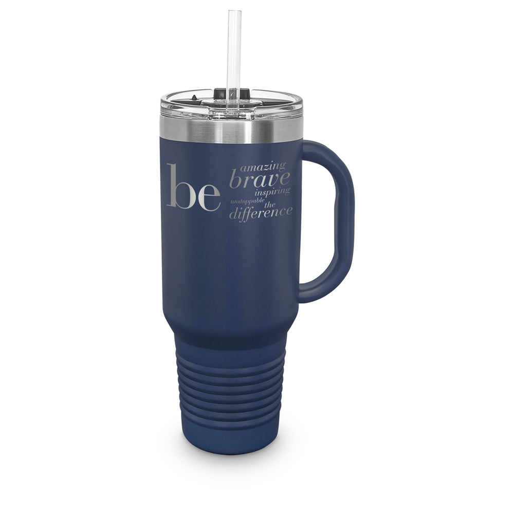 Be Collection 40 oz. Stainless Steel Travel Tumbler w/ Handle & Straw