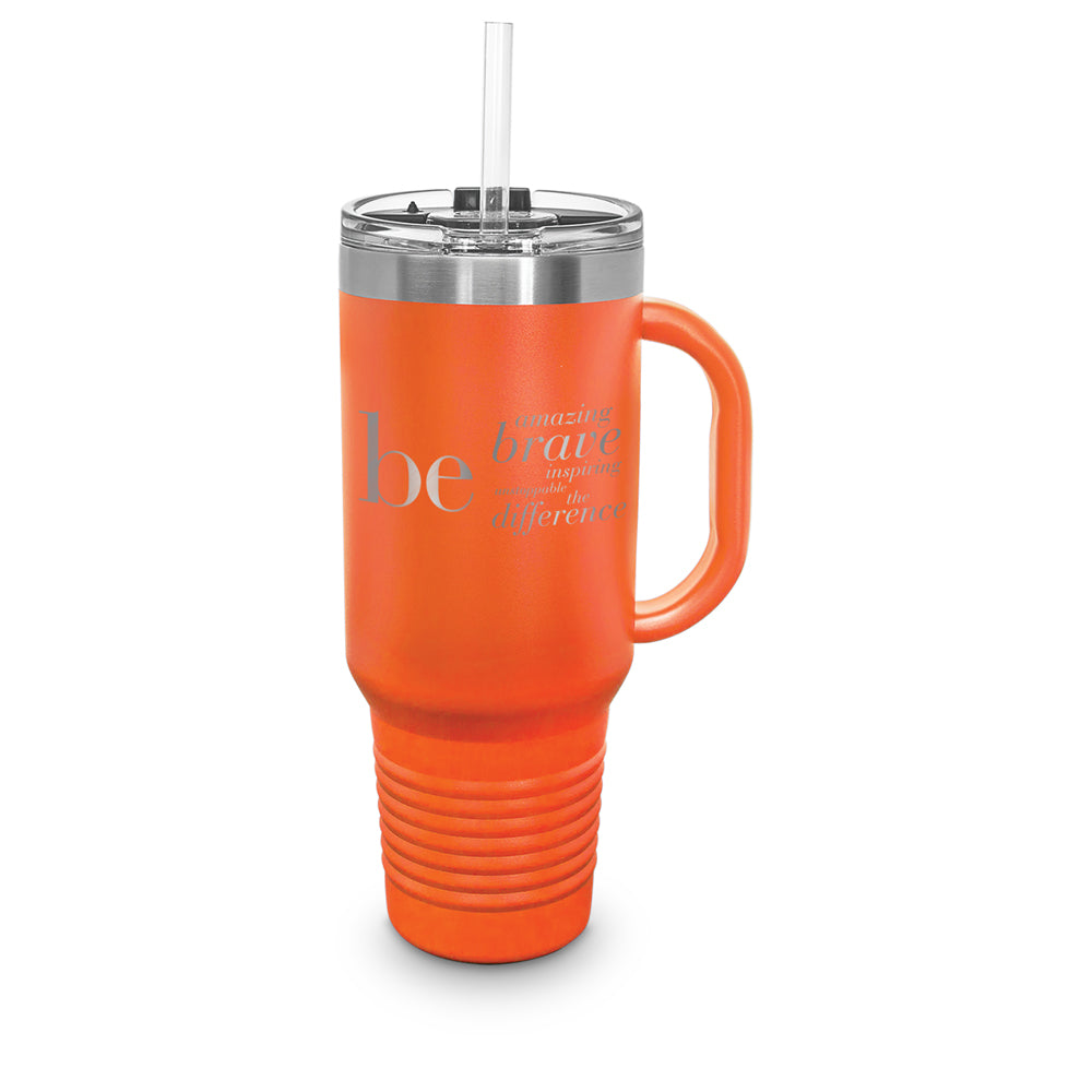 Be Collection 40 oz. Stainless Steel Travel Tumbler w/ Handle & Straw