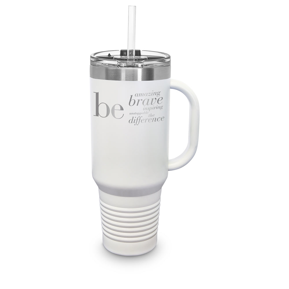 Be Collection 40 oz. Stainless Steel Travel Tumbler w/ Handle & Straw