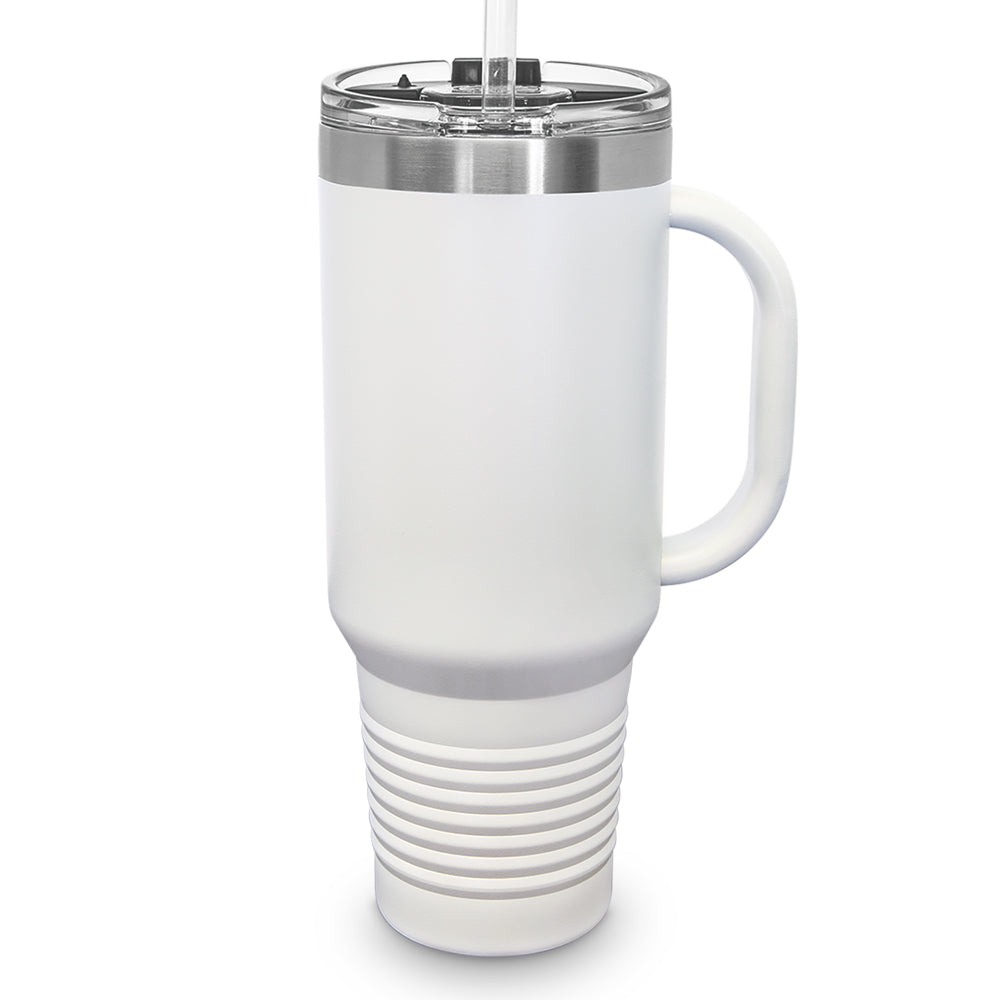 Custom 40 oz. Stainless Steel Travel Tumbler w/ Handle & Straw