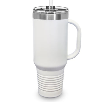 Custom 40 oz. Stainless Steel Travel Tumbler w/ Handle & Straw