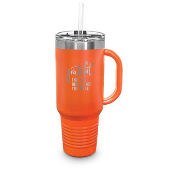 Grateful For The Difference You Make 40 oz. Stainless Steel Travel Tumbler w/ Handle & Straw