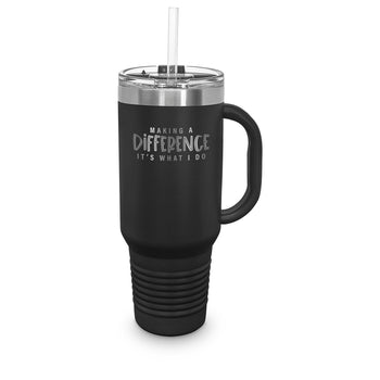 Making A Difference 40 oz. Stainless Steel Travel Tumbler w/ Handle & Straw