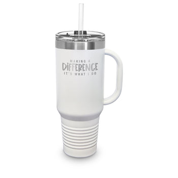 Making A Difference 40 oz. Stainless Steel Travel Tumbler w/ Handle & Straw