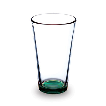Clear 16-ounce pint glass with green bottom