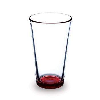 Clear 16-ounce pint glass with red bottom