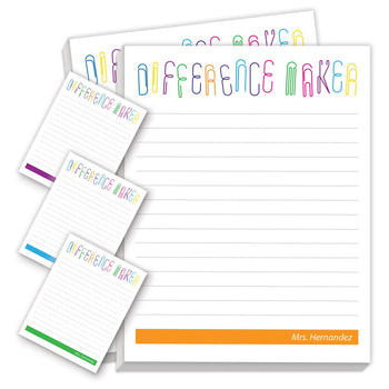 personalized difference maker notepads with four different messages