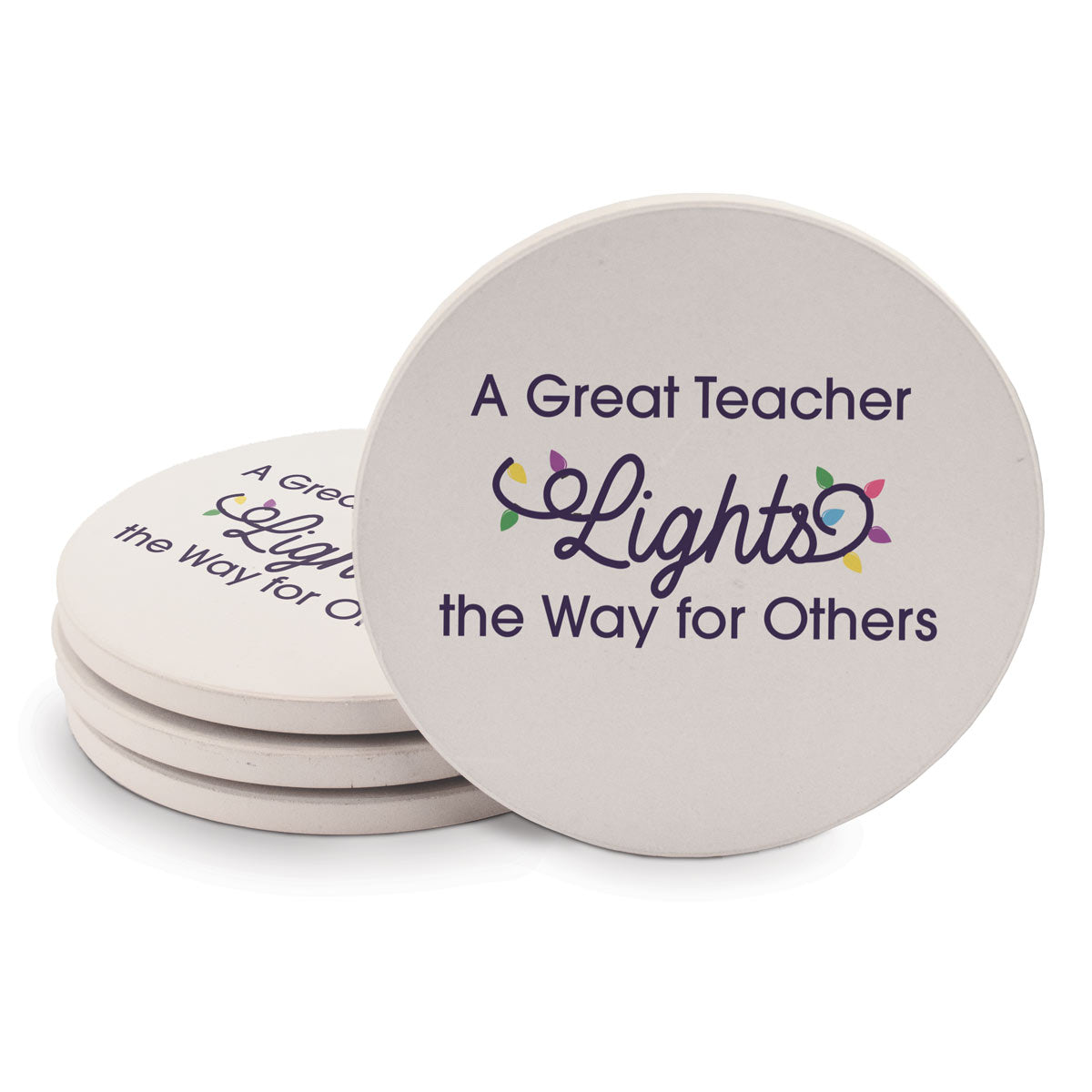 A Great Teacher Lights The Way Sandstone Coaster Set