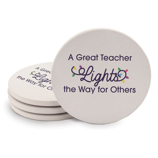 A Great Teacher Lights The Way Sandstone Coaster Set