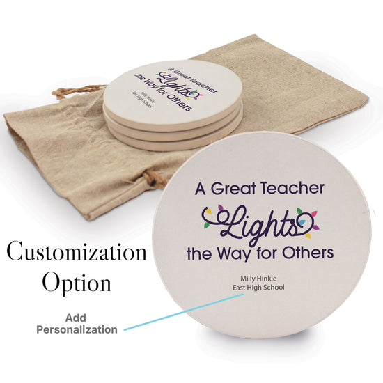 A Great Teacher Lights The Way Sandstone Coaster Set