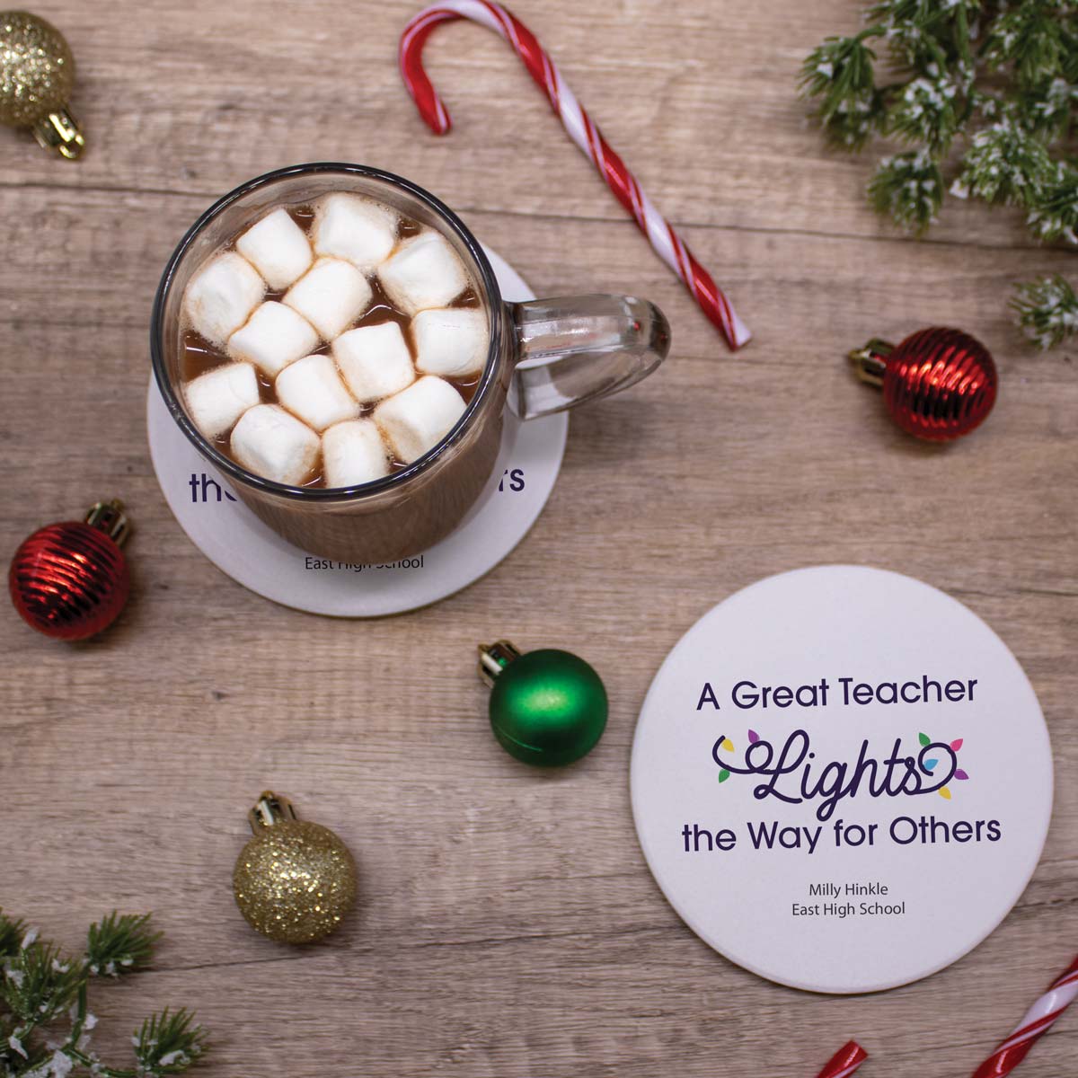 A Great Teacher Lights The Way Sandstone Coaster Set