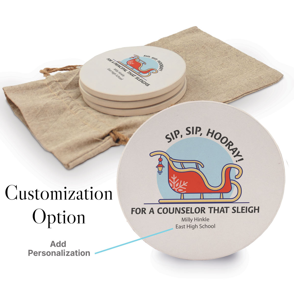 Sip Sip Hooray Sandstone Coaster Set