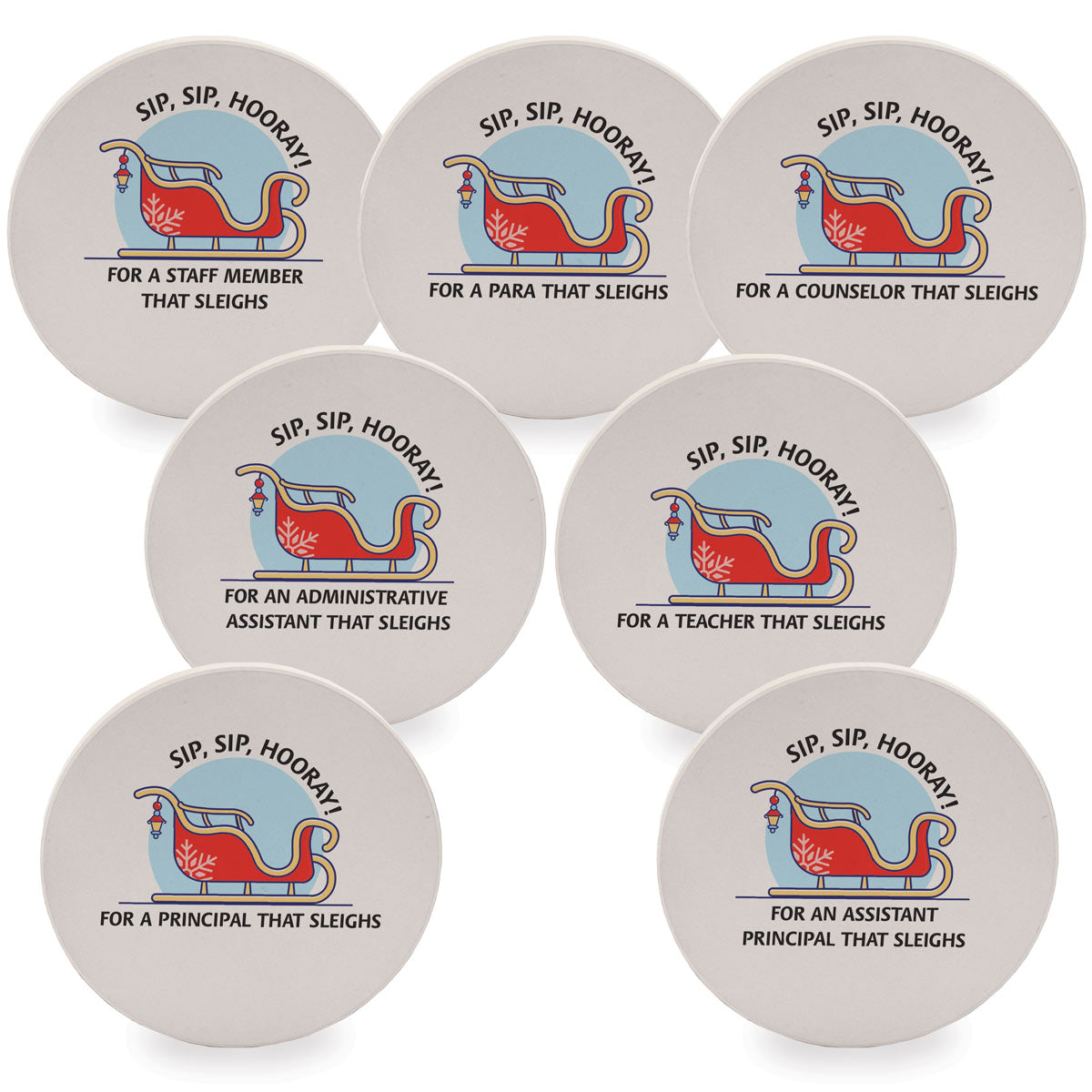 Sip Sip Hooray Sandstone Coaster Set
