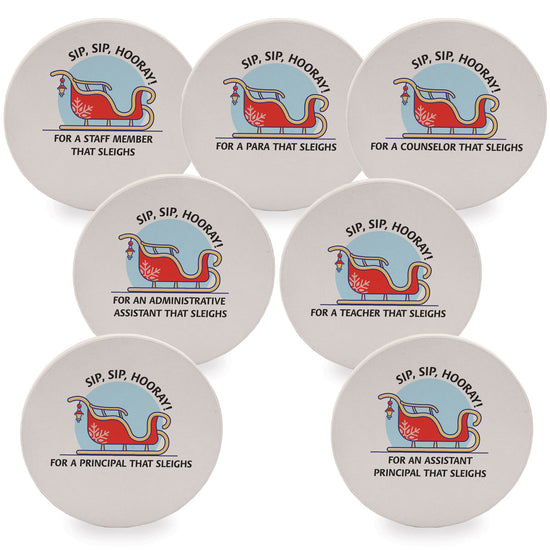 Sip Sip Hooray Sandstone Coaster Set