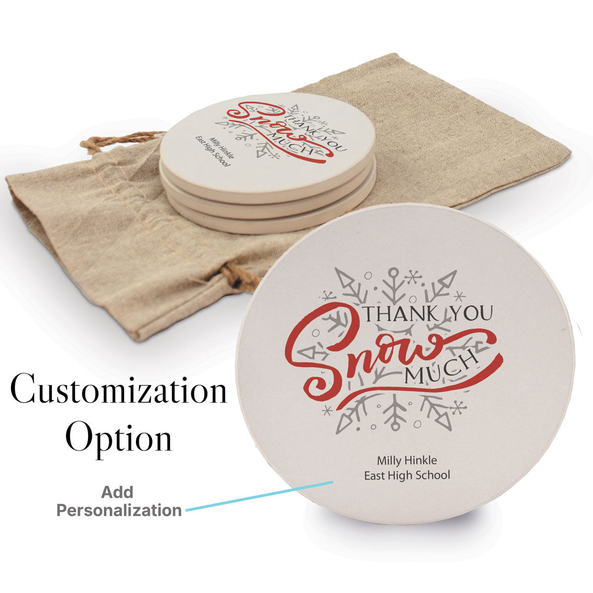 Thank You Snow Much Sandstone Coaster Set - Snowflake