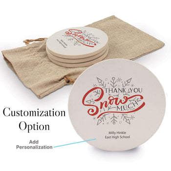 Thank You Snow Much Sandstone Coaster Set - Snowflake