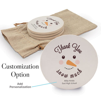Thank You Snow Much Sandstone Coaster Set - Snowman