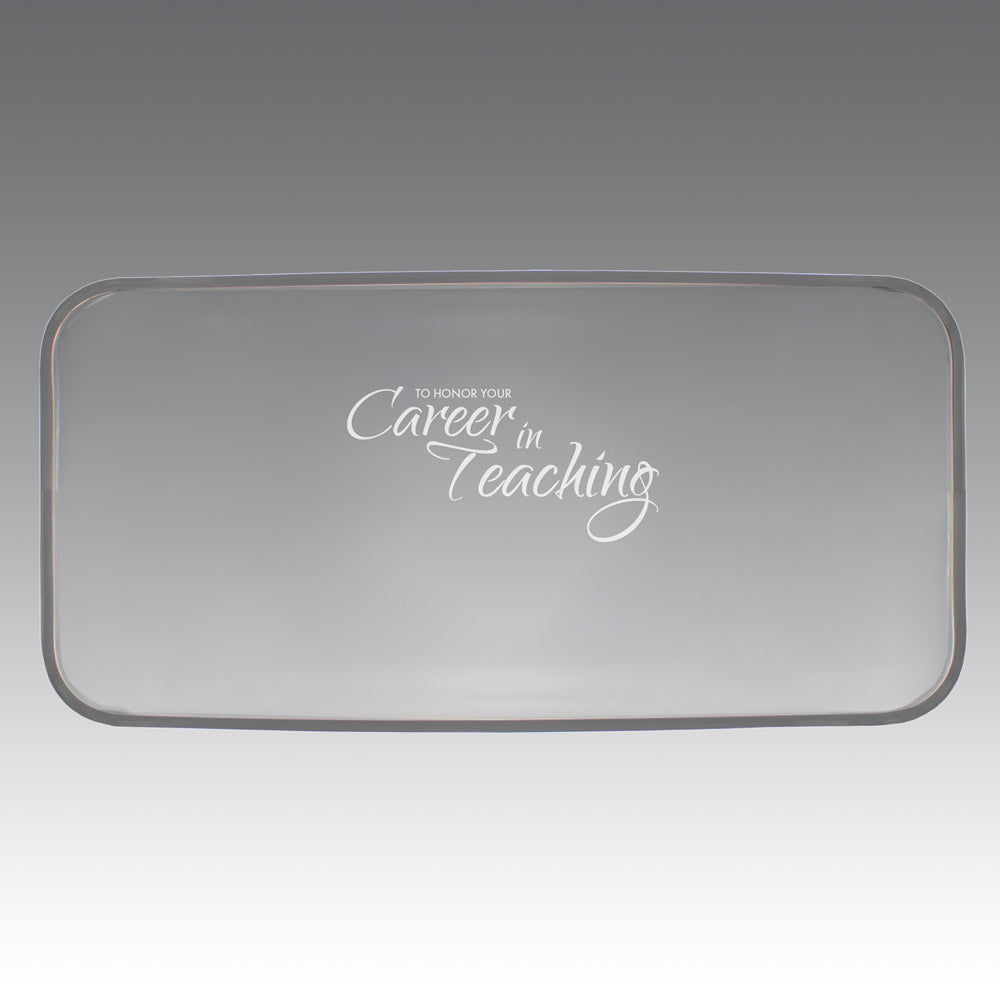 crystal tray with career in teaching message