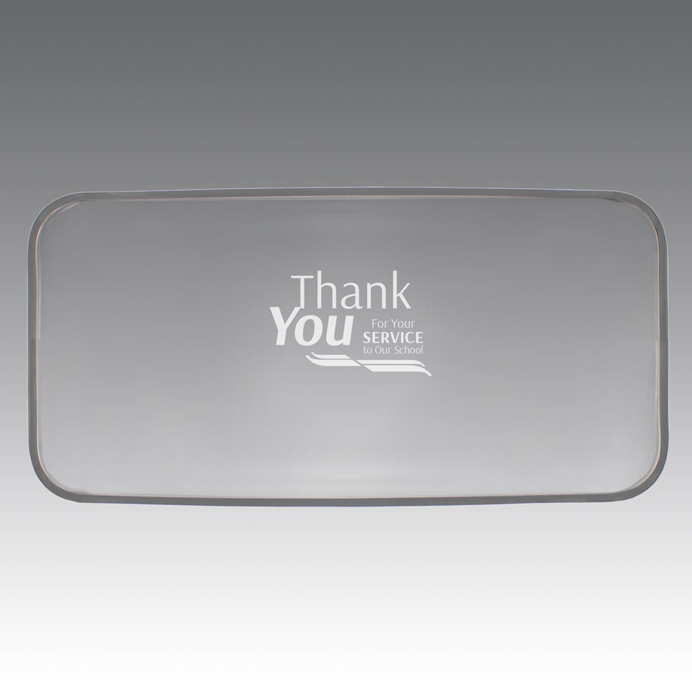 crystal tray with thank you message