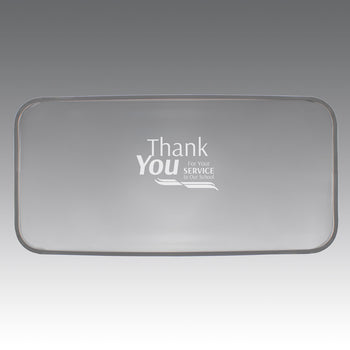 crystal tray with thank you message
