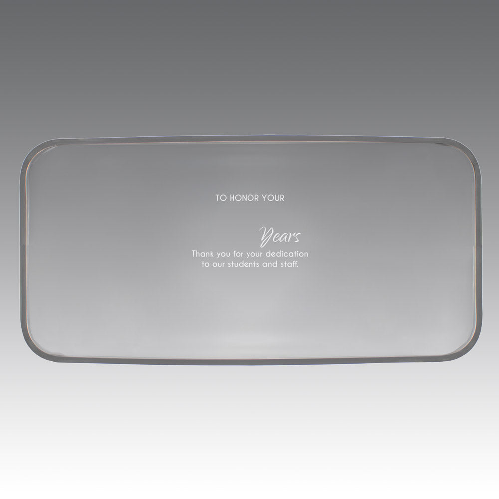 crystal tray with years of service message