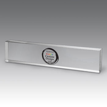 9x2 clear acrylic desk sign with full-color logo customization. 