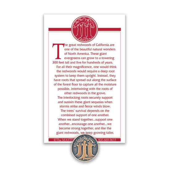 group of trees lapel pin with message card