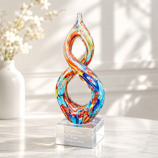 Helix Shaped Multi-Color Art Glass Award