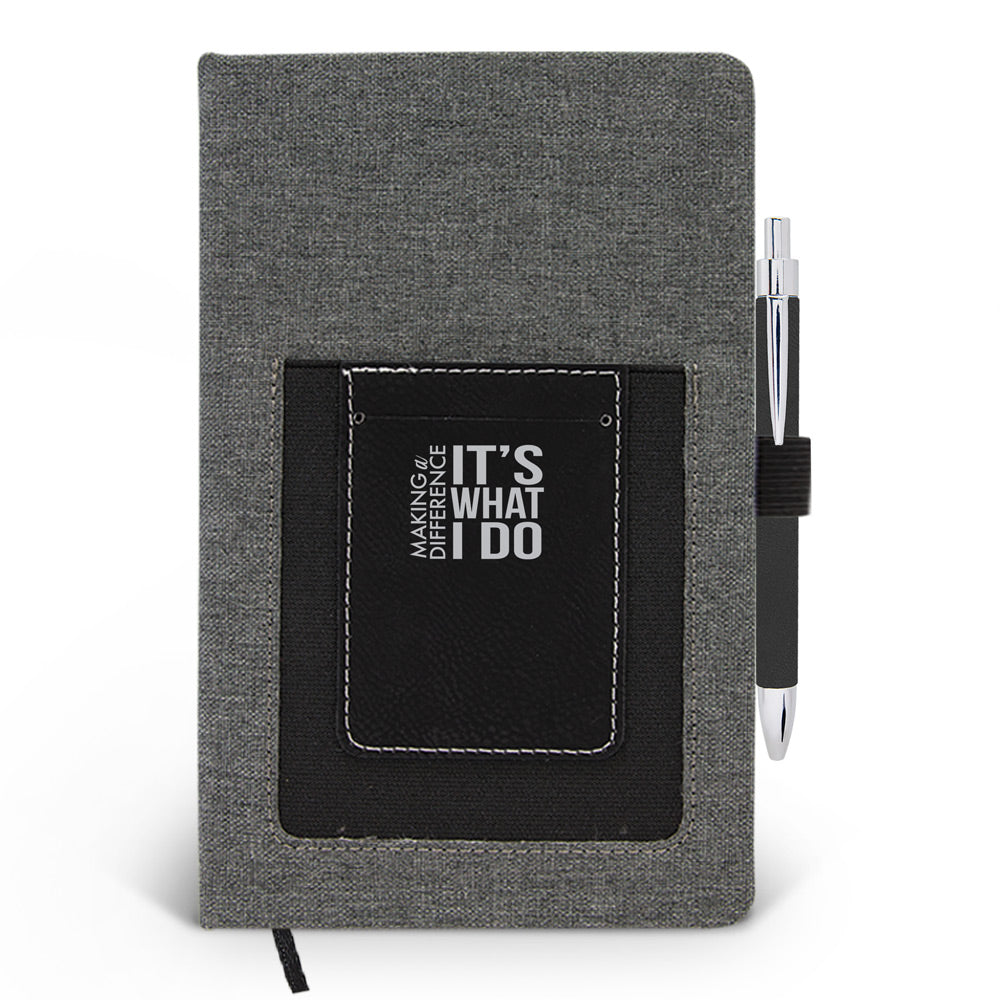 Making A Difference It’s What I Do Canvas Journal w/ Pocket