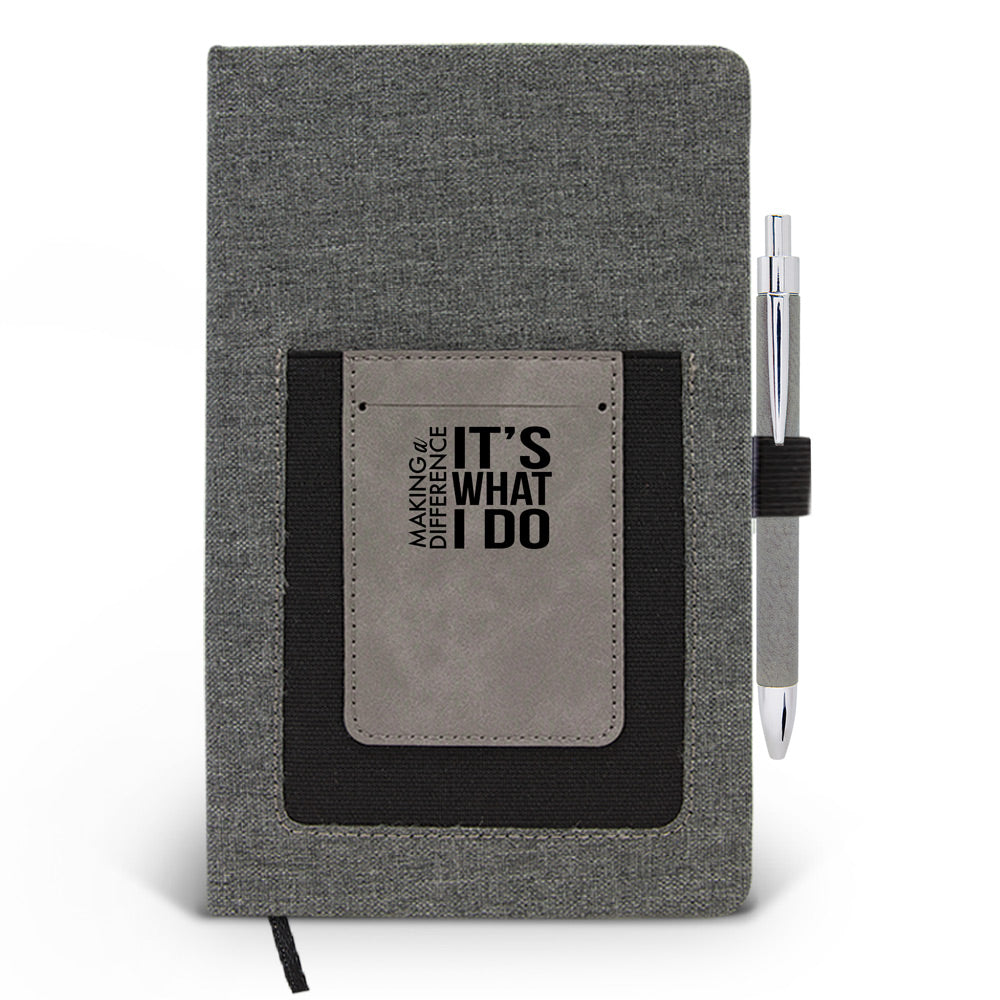 Making A Difference It’s What I Do Canvas Journal w/ Pocket