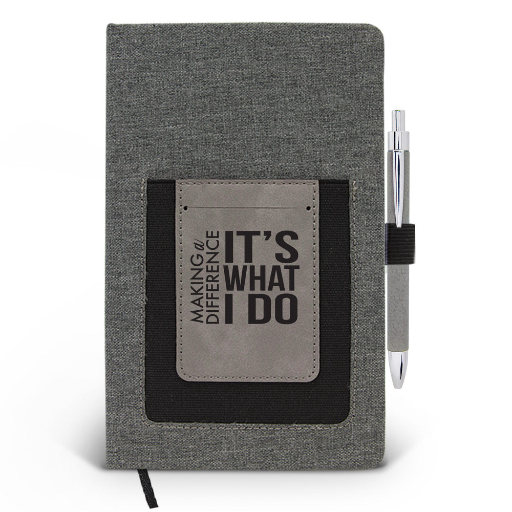 Making A Difference It’s What I Do Canvas Journal w/ Pocket