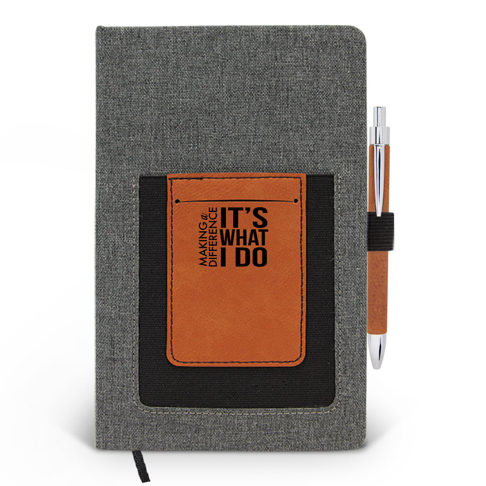 Making A Difference It’s What I Do Canvas Journal w/ Pocket