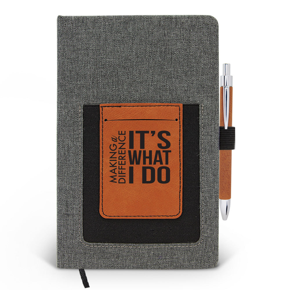 Making A Difference It’s What I Do Canvas Journal w/ Pocket