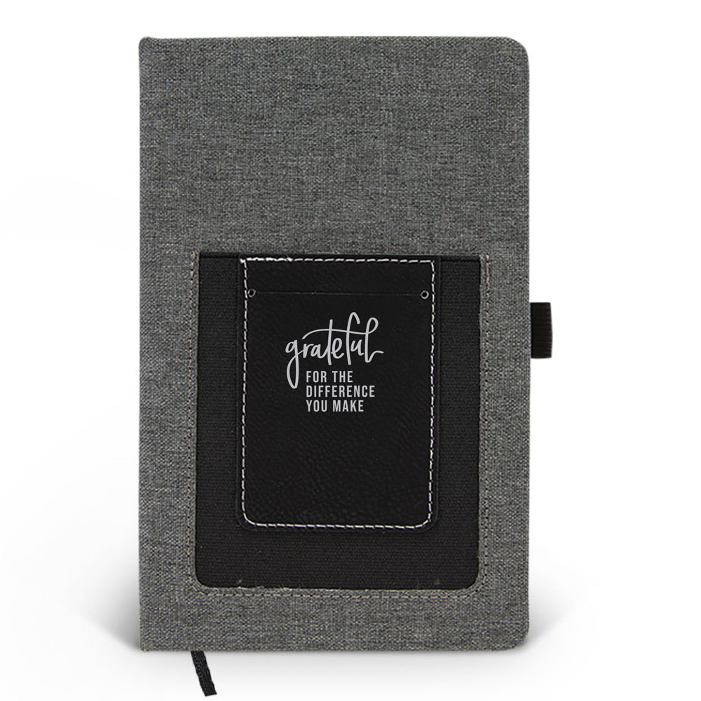 Grateful For The Difference You Make Canvas Journal w/ Pocket