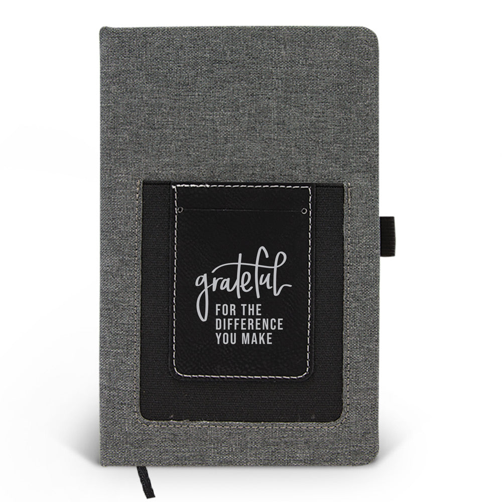 Grateful For The Difference You Make Canvas Journal w/ Pocket
