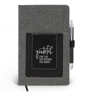 Grateful For The Difference You Make Canvas Journal w/ Pocket