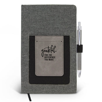 Grateful For The Difference You Make Canvas Journal w/ Pocket