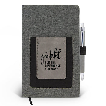 Grateful For The Difference You Make Canvas Journal w/ Pocket