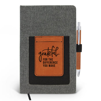 Grateful For The Difference You Make Canvas Journal w/ Pocket