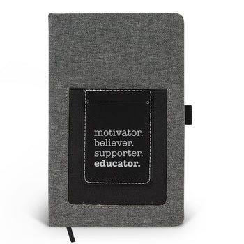 Motivator. Believer. Supporter. Educator. Canvas Journal w/ Pocket