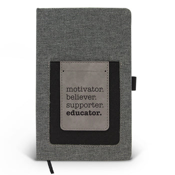Motivator. Believer. Supporter. Educator. Canvas Journal w/ Pocket