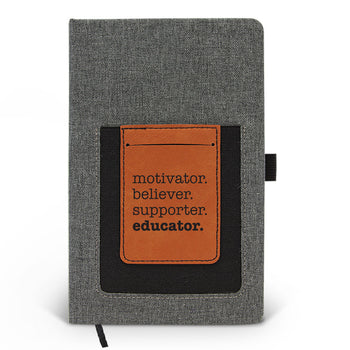 Motivator. Believer. Supporter. Educator. Canvas Journal w/ Pocket