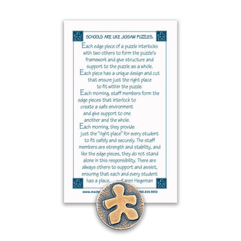puzzle lapel pin with message card