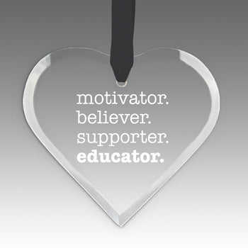 Motivator. Believer. Supporter. Educator. Crystal Suncatcher Ornament