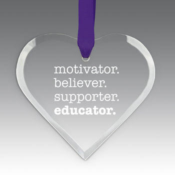 Motivator. Believer. Supporter. Educator. Crystal Suncatcher Ornament