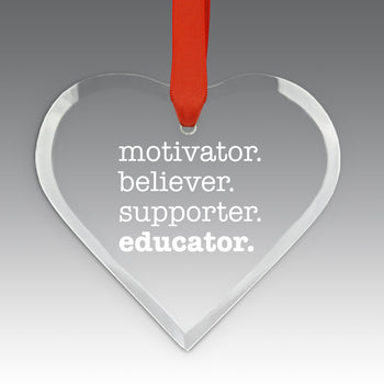 Motivator. Believer. Supporter. Educator. Crystal Suncatcher Ornament