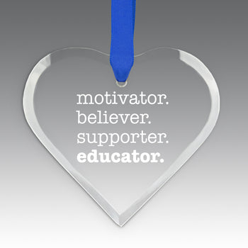 Motivator. Believer. Supporter. Educator. Crystal Suncatcher Ornament