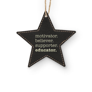 Motivator. Believer. Supporter. Educator. Rustic Ornament